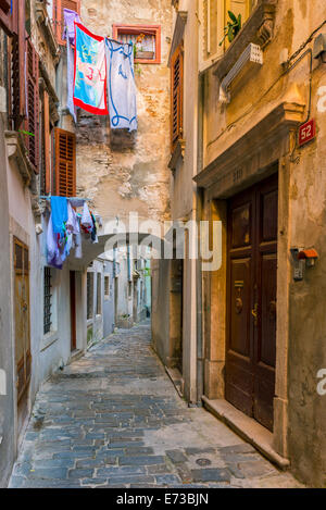 Gasse, Altstadt, Piran, Primorska, Slowenisch Istrien, Slowenien, Europa Stockfoto