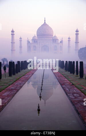 Taj Mahal in Dämmerung, UNESCO-Weltkulturerbe, Agra, Uttar Pradesh, Indien, Asien Stockfoto