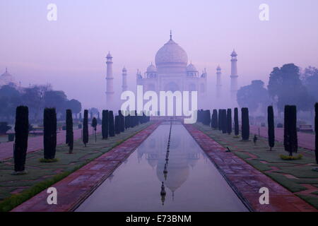 Taj Mahal in Dämmerung, UNESCO-Weltkulturerbe, Agra, Uttar Pradesh, Indien, Asien Stockfoto