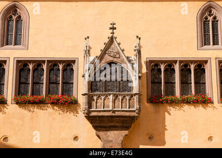 Altes Rathaus-Detail mit Erker des Reichssaals in Regensburg, Bayern, Deutschland, Europa Stockfoto