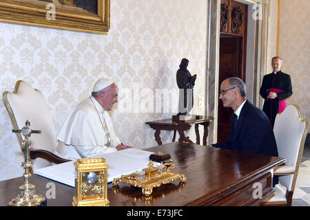 Vatikanstadt 5. September 2014 Publikum mit den Heiligen Vater Franziskus der Regierungschef des Fürstentums Andorra, S.E Herr Antoni MARTI "Credit: wirklich einfach Star/Alamy Live-Nachrichten Stockfoto