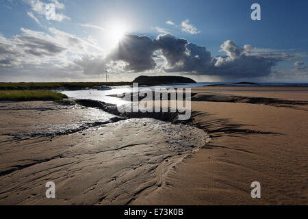 Mündung des Fluss-Axt, mit Brean Down in der Ferne. In der Nähe von Weston-super-Mare. Somerset. VEREINIGTES KÖNIGREICH. Stockfoto