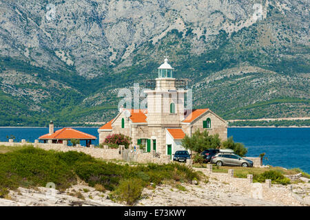 Leuchtturm in Sucuraj, Insel Hvar, Kroatien Stockfoto