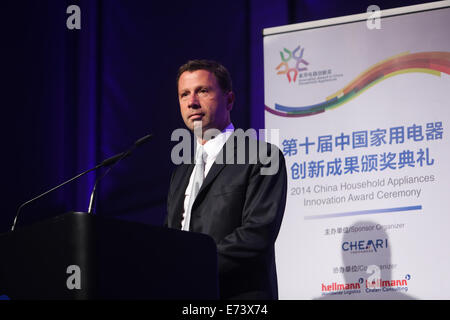 Berlin, Deutschland. 5. Sep, 2014. IFA-Direktor Jens Heithecker spricht bei der 2014 China Haushaltsgeräte Innovation Preisverleihung während der IFA Consumer Electronic Messe in Berlin, Deutschland, 5. September 2014. © Zhang Fan/Xinhua/Alamy Live-Nachrichten Stockfoto