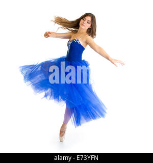 junge flexible Tänzerin Mädchen isoliert auf weiss Stockfoto