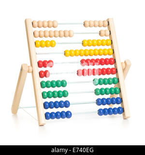 bunte Abacus Kinder Spielzeug isoliert auf weiss Stockfoto