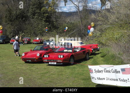 Sydney Oldtimer mieten Mitglieder Besitzer Anzeige ihrer Fahrzeuge auf einer Werbeveranstaltung in Wisemans ferry, nördlich von Sydney Stockfoto