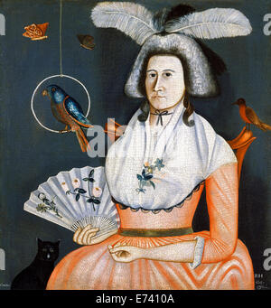 Dame mit ihren Haustieren - von Molly Wales Fobes Rufus Hathaway, 1790 Stockfoto