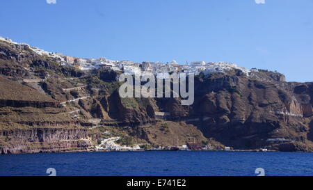 Panoramablick auf der Insel Santorini. Stockfoto