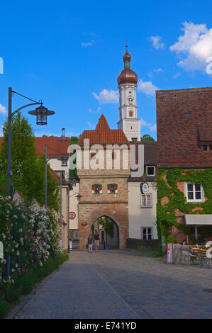 Landsberg am Lech, Bäckertor Tor, romantische Straße, Romantische Strasse, Bayern, Deutschland, Europa. Stockfoto