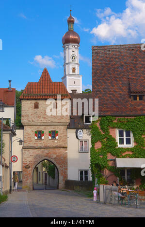 Landsberg am Lech, Bäckertor Tor, romantische Straße, Romantische Strasse, Bayern, Deutschland, Europa. Stockfoto
