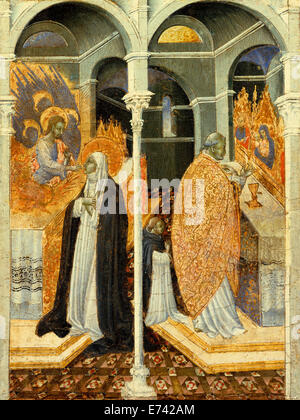 Wunderbare Gemeinschaft der Heilige Katharina von Siena - von Giovanni di Paolo, 1400 s Stockfoto