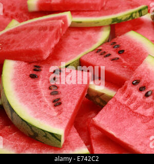 Nahaufnahme der frisch geschnittene rote Wassermelone Stockfoto