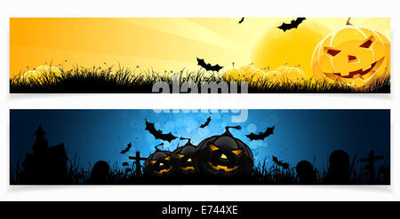 Reihe von Bannern, horizontale Halloween Stockfoto