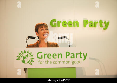 Caroline Lucas MP, der Grünen Partei an die nationale Konferenz der Partei, Birmingham 2014 Stockfoto