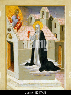 St. Katharina von Siena den Austausch ihres Herzens mit Christus - von Giovanni di Paolo, 15. Jahrhundert Stockfoto