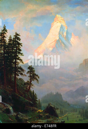 Sonnenaufgang am Matterhorn - von Albert Bierstadt, 1875, Hudson River School Stockfoto