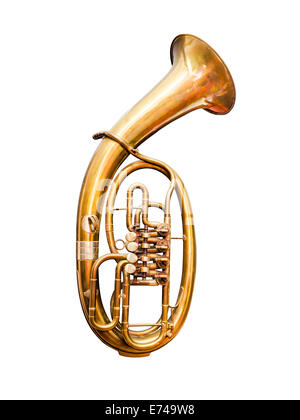 Goldene Trompete isoliert auf weißem Hintergrund Stockfoto