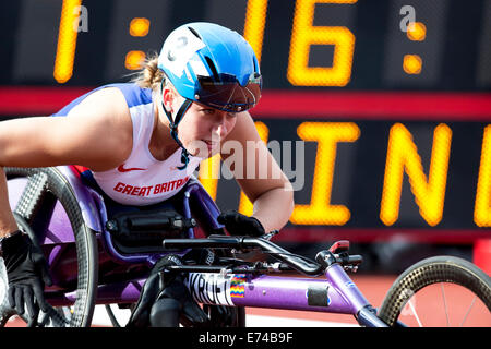 Damen 100m T34, 2014 IPC Sainsbury-Birmingham-Grand-Prix, Alexander Stadium, Hannah COCKROFT, UK Stockfoto