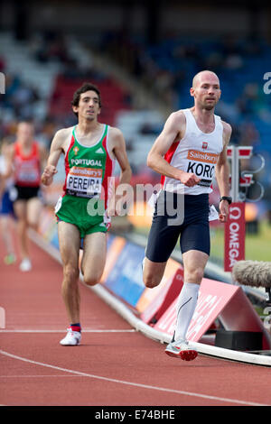 Rafal Kleinod & Cristiano PEREIRA, Männer 1500m T20, 2014 IPC Sainsbury Birmingham Grand Prix, Alexander Stadium, UK Stockfoto