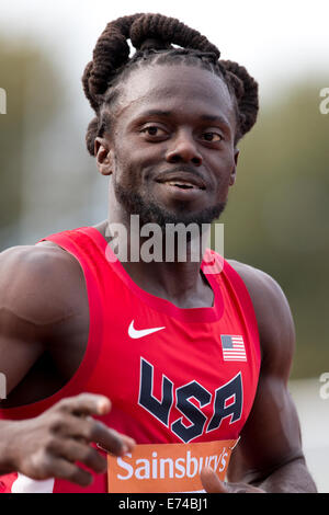 Regas Herren 200m T42, 2014 IPC Sainsbury-Birmingham-Grand-Prix, Alexander Stadium, Wald, UK Stockfoto