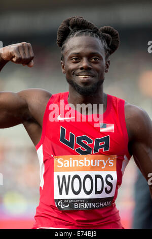 Regas Herren 200m T42, 2014 IPC Sainsbury-Birmingham-Grand-Prix, Alexander Stadium, Wald, UK Stockfoto