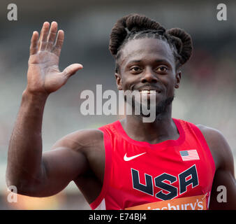 Regas Herren 200m T42, 2014 IPC Sainsbury-Birmingham-Grand-Prix, Alexander Stadium, Wald, UK Stockfoto