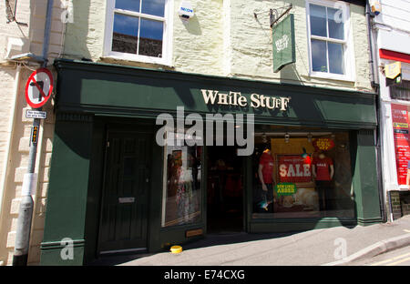 Wertaufbewahrungsmittel Whiite Zeug in Padstow, Cornwall, Großbritannien Stockfoto