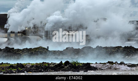 Geothermische Kraftwerk Svartsengi in der Blue Lagoon Island Stockfoto