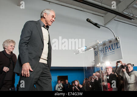 Presidential hoffnungsvollen Ron Paul hält eine Kundgebung in Nashua, NH. 06.01.2012 Stockfoto