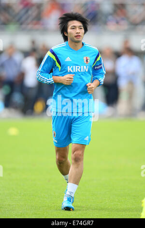 Atsubetsu sportliche Studium, Hokkaido, Japan. 6. Sep, 2014. Gaku Shibasaki Fußball: Training nach KIRIN Challenge Cup 2014 match zwischen Japan - Uruguay am Atsubetsu sportliche Studium, Hokkaido, Japan. © Yohei Osada/AFLO SPORT/Alamy Live-Nachrichten Stockfoto