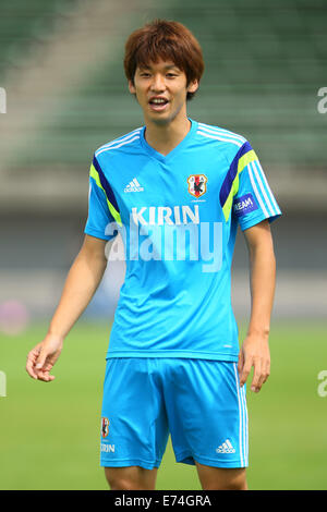 Atsubetsu sportliche Studium, Hokkaido, Japan. 6. Sep, 2014. Yuya Osako Fußball: Training nach KIRIN Challenge Cup 2014 match zwischen Japan - Uruguay am Atsubetsu sportliche Studium, Hokkaido, Japan. © Yohei Osada/AFLO SPORT/Alamy Live-Nachrichten Stockfoto