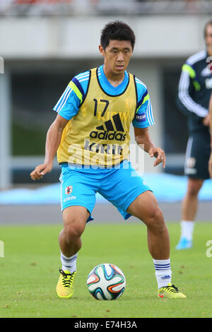 Atsubetsu sportliche Studium, Hokkaido, Japan. 6. Sep, 2014. Hiroki Mizumoto Fußball: Training nach KIRIN Challenge Cup 2014 match zwischen Japan - Uruguay am Atsubetsu sportliche Studium, Hokkaido, Japan. © Yohei Osada/AFLO SPORT/Alamy Live-Nachrichten Stockfoto