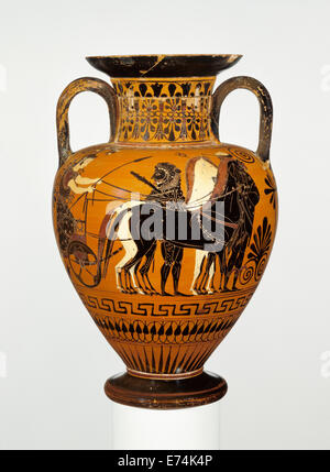 Attische schwarzfigurige Halsamphora; Zurückzuführen auf Bareiss Maler, Medea Group, Griechisch (Dachgeschoss), aktive späten 6. Jahrhundert v. Chr. Stockfoto