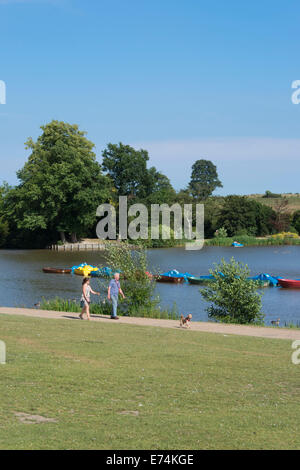 Fuß durch den See mit Booten im Dunorlan Park in Royal Tunbridge Wells, Kent Stockfoto