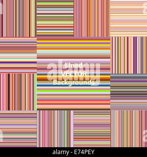 Herbstliche Farben ausgekleidet Muster Hintergründe gesetzt. Vektor-Illustration. Stockfoto