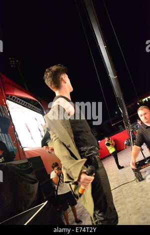 Gibraltar. 6. Sep, 2014. Die internationale Band The Script unter der Leitung von Sänger Danny O'Donoghue, titelte die Gibraltar Musik Festivals 2014 im Victoria-Stadion in Gibraltar. Die Band gehörte zu einer der vielen Gruppen, die heute in Gibraltar gespielt. Andere Künstler enthalten Rita Ora, John Newman, Tony Hadley, James Arthur und Newton Faulkner aus einer Liste mit 29 Gruppen und Künstler. Die Gibraltar-Musik-Festival ist eine jährliche Veranstaltung in Gibraltar am Ende jedes Jahr im Sommer. Bildnachweis: Stephen Ignacio/Alamy Live-Nachrichten Stockfoto