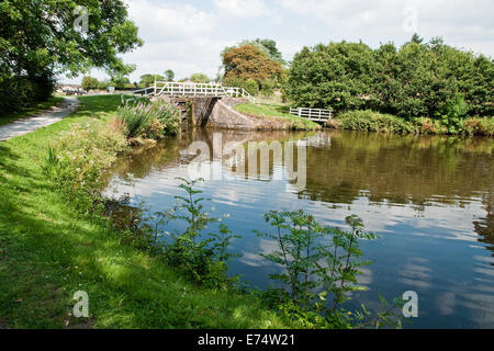 Eines der Schlösser auf dem Johnson Hillock Sperre Flug am Leeds und Liverpool Kanal in der Nähe von liquidiren, Chorley, Lancashire Stockfoto