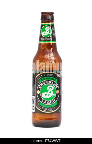 Flasche von Brooklyn Lager, gebraut und abgefüllt von der Brooklyn Brewery, Brooklyn, New York, USA Stockfoto