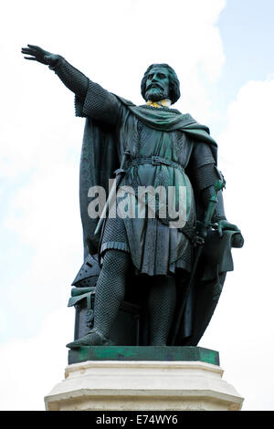 Bronze-Statue in Gent, Belgien von Jacob van Artevelde (1290-1345), flämischer Politiker und Staatsmann. Stockfoto