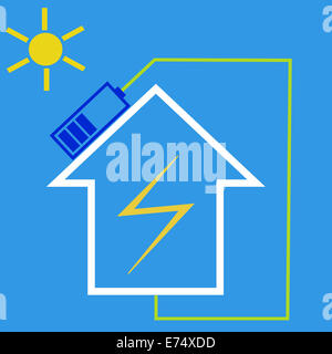 Öko-Haus mit Solarbatterie Stockfoto