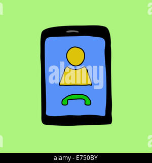 Doodle Farbe Tablet-PC mit video-Chat-Bild Stockfoto