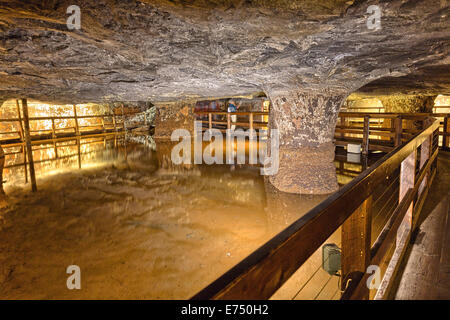 Besucher-tour durch das Salz mine in Bex. Stockfoto