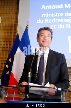 Porträt von Arnaud Montebourg, ehemalige französische Wirtschaftsminister und vocal Verfechter von "made in France" und teilweise Protektionismus Stockfoto