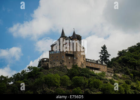 Burg Katz, Burg Katz), deutsche Stadt von St. Goarshausen, das romantische Rheintal, Deutschland, Europa Stockfoto