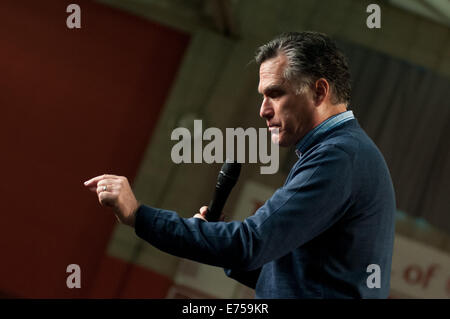 Mitt Romney hat eine Kampagne-Rallye in Derry, NH. 07.01.2014 Stockfoto