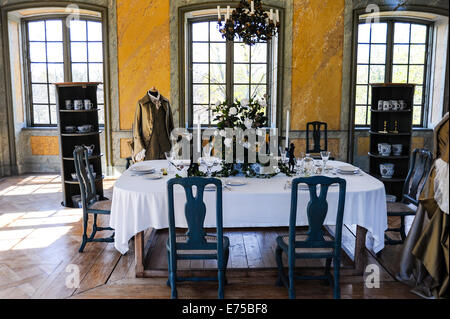 Schweden, Ekerö. Das Drottningholm Palace (Drottningholms Slott). Innern des chinesischen Pavillons. Stockfoto