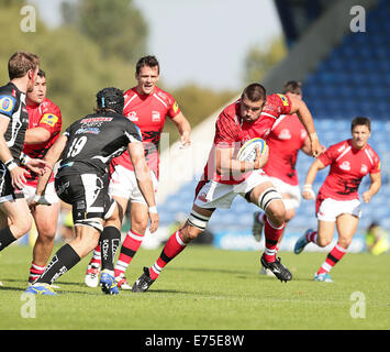 Oxford, UK. 07. Sep, 2014. Matt Corker in Aktion während der Aviva Premiership Rugby-match zwischen London Welsh und Exeter Chiefs. Bildnachweis: Aktion Plus Sport/Alamy Live-Nachrichten Stockfoto