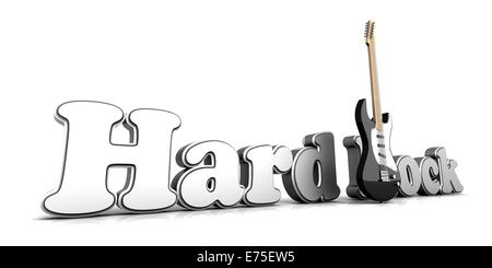 Hardrock-Wort mit einer Gitarre. Stockfoto