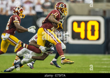 Houston, Texas, USA. 7. Sep, 2014. Washington Redskins Wide Receiver DeSean Jackson (11) bekommt von Houston Texans Cornerback Johnathan Joseph (24) im 2. Halbjahr ein NFL-Spiel zwischen den Houston Texans und die Washington Redskins NRG-Stadion in Houston, TX am 7. September 2014 abgebaut. Bildnachweis: Trask Smith/ZUMA Draht/Alamy Live-Nachrichten Stockfoto